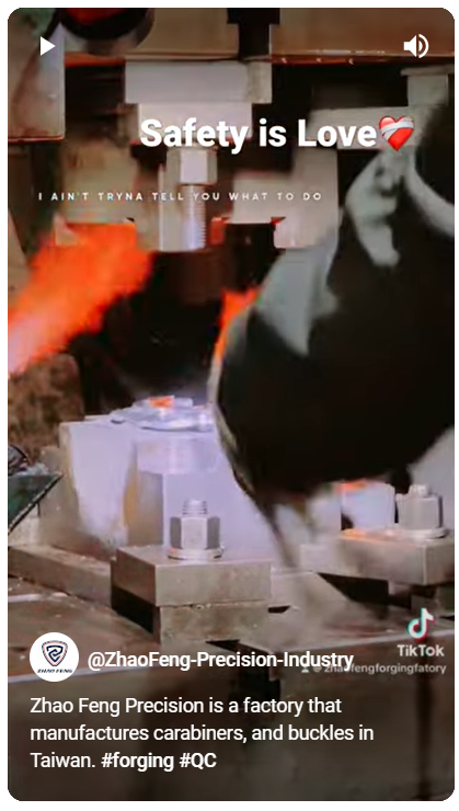 Zhao Feng Precision is a Taiwanese factory that manufactures carabiners and safety buckles.